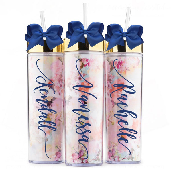 Floral Sensation Personalized Tumbler - Bridesmaid Gifts Boutique