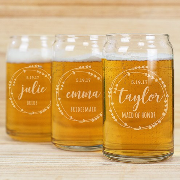 mr. and mrs. beer can glasses personalized beer glasses bridal shower gift  gift for bride and groom gift for newlyweds