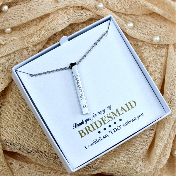 Bridesmaid Gift Personalized Necklace Custom Wedding Gift Monogram Bar  Necklace Engraved Bridesmaids Necklace