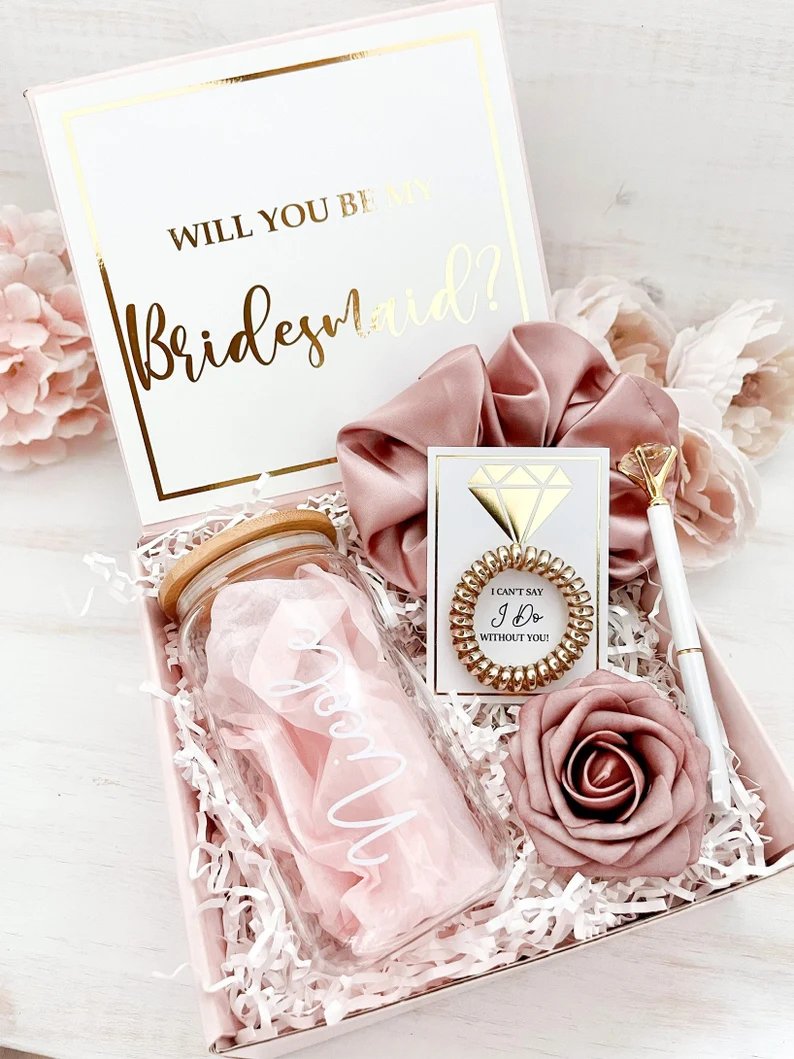 future mrs gift box- future bride to be gifts- rose gold ombre personalized  wine glass for bridal shower gift box ring dish wedding candles