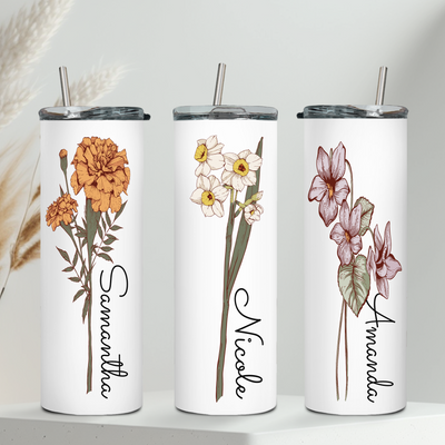 Personalized Birth Month Flower Tumbler