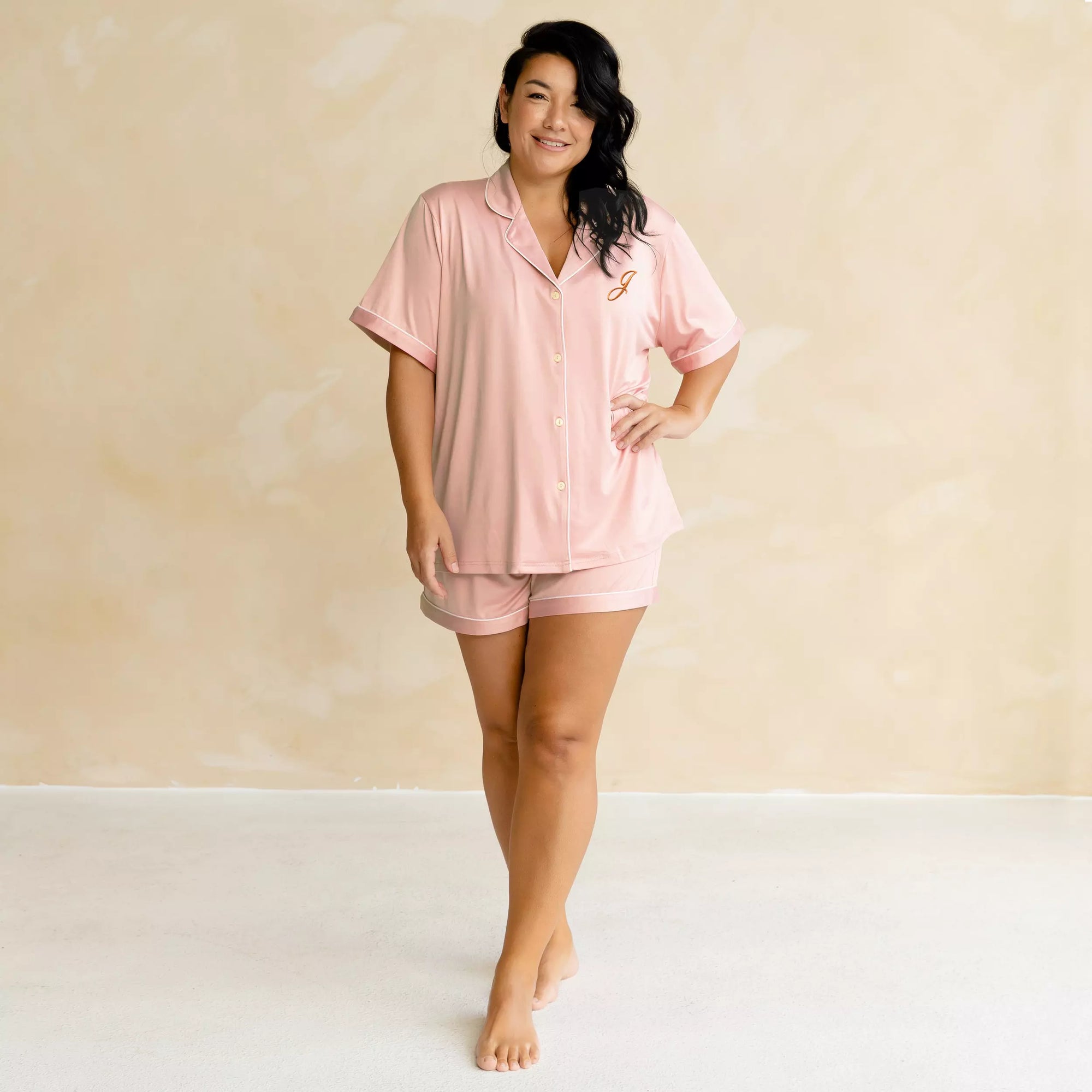 Monogrammed Pajama Shorts Set  Monogrammed pajamas, Pajama set, Pajama set  women