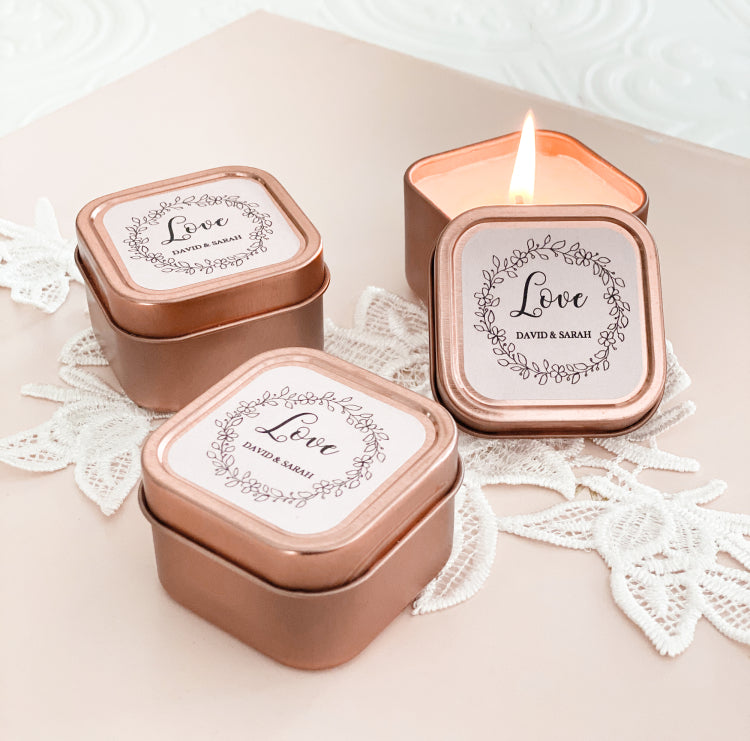 Floral Candle Tin Wedding Favors