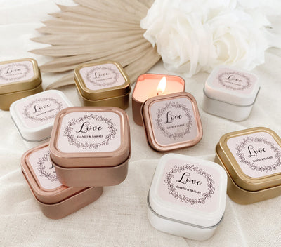 Floral Candle Tin Wedding Favors