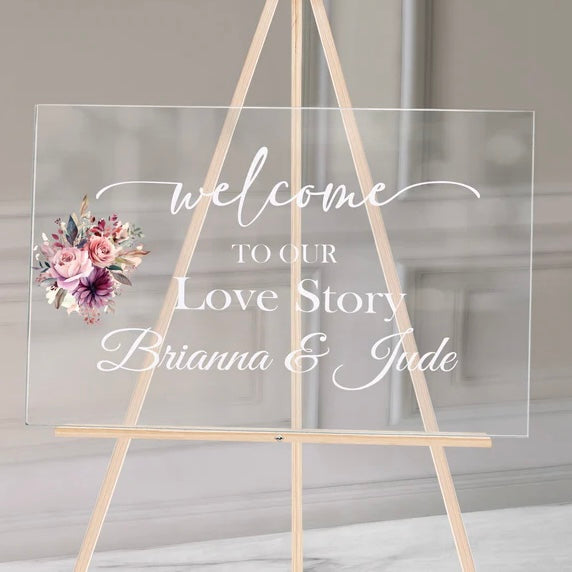 Minimalist Acrylic Welcome Wedding Sign - Bridesmaid Gifts Boutique