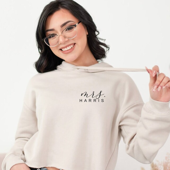 Mrs. Cropped Hoodie Personalized