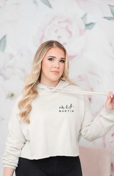 Mrs. Cropped Hoodie Personalized