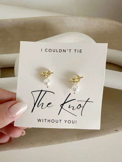 Gold Pearl Knot Earrings