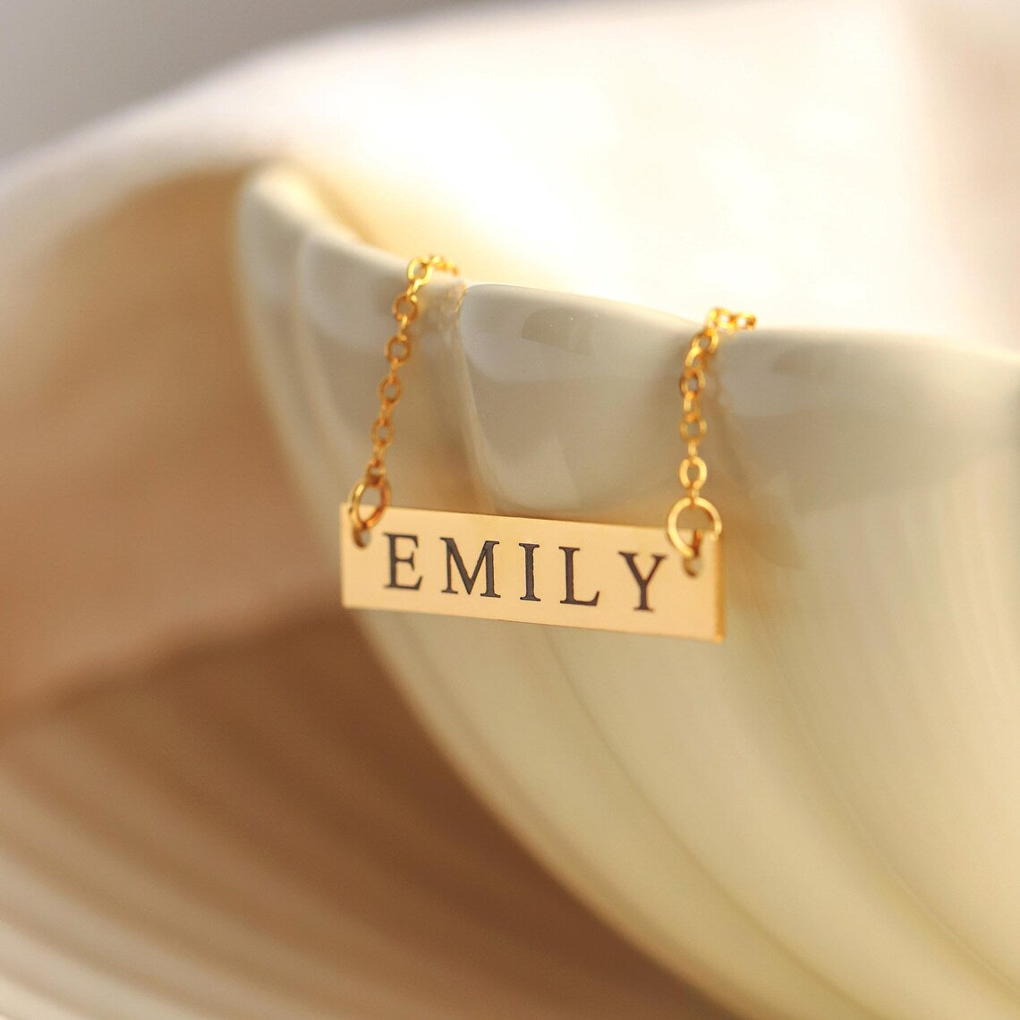 Personalized Name Bar Necklace Engraved