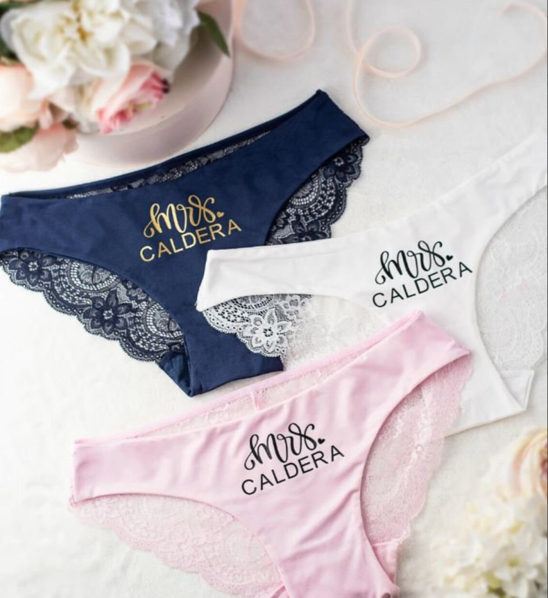 Personalised glitter Mrs (your name) something blue bridal underwear a –  Pretty Little Customs