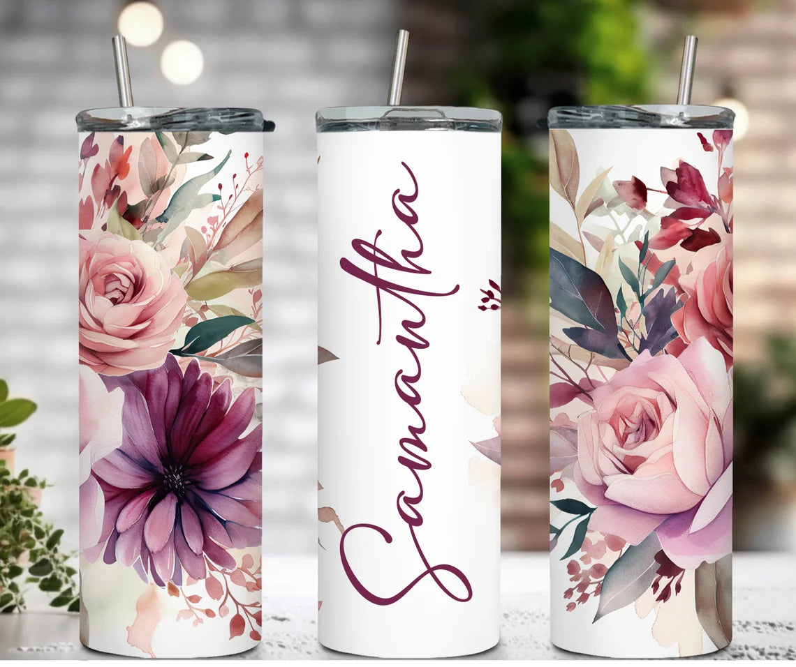 Purple Floral Sipping Tumbler