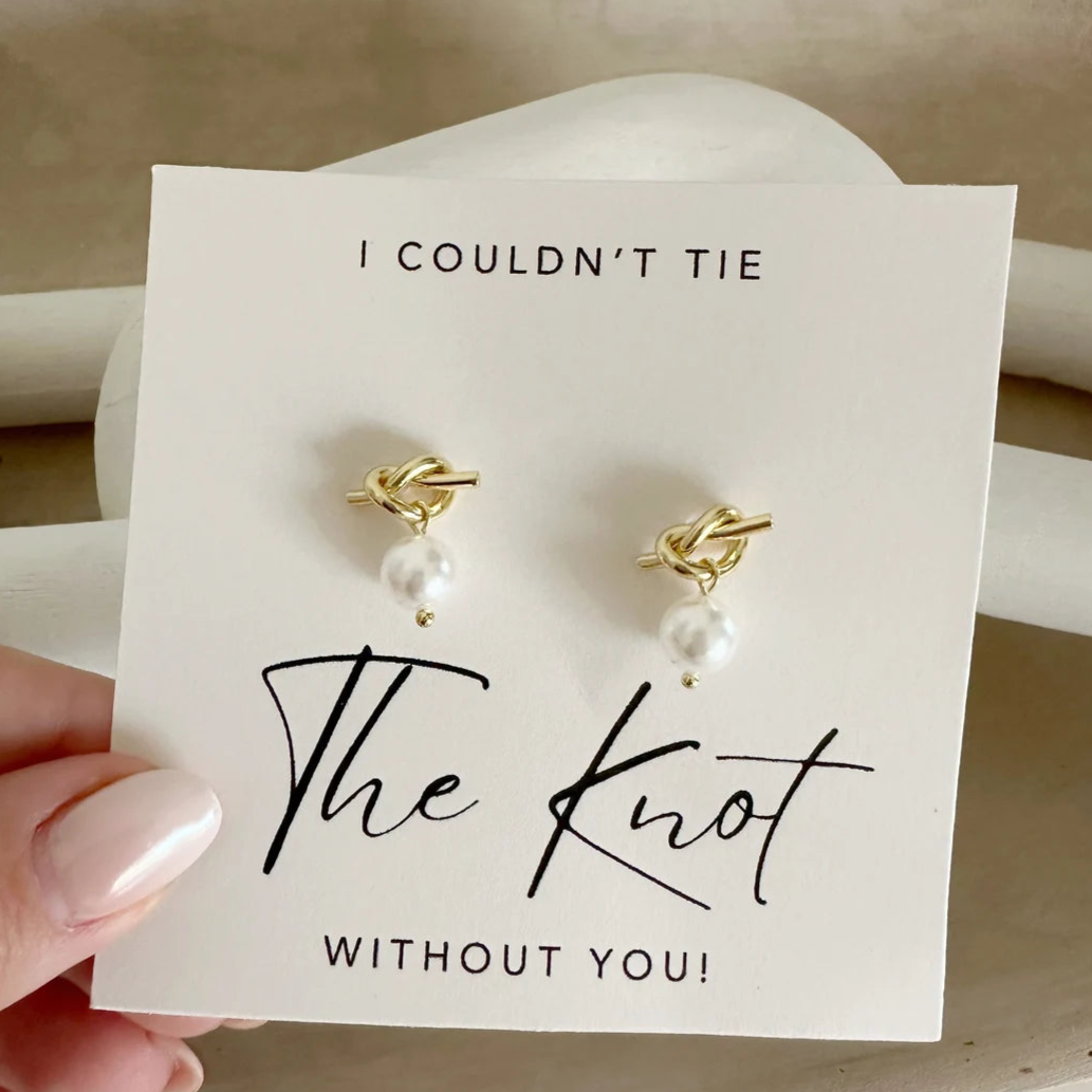 Gold Pearl Knot Earrings