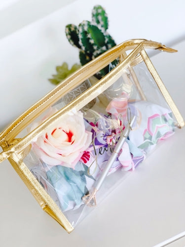  Bridesmaid Makeup Bags, Gold Cosmetic Bag, Rose Gold Bridesmaid  Bag, Clear Personalized Makeup Bag, Cute Bridesmaid Gift Ideas : Handmade  Products