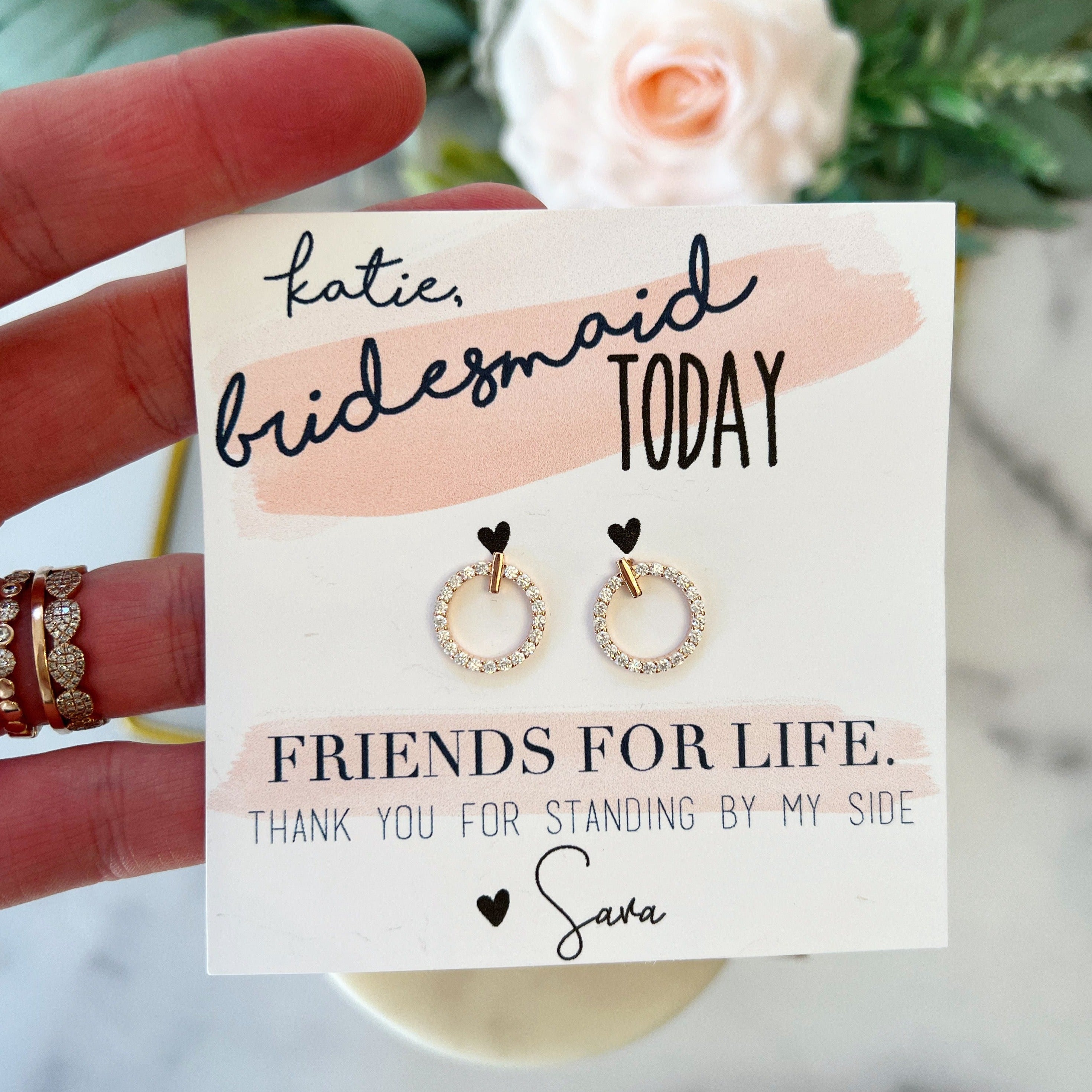 Bridesmaid Jewlrey Gift Set- Set of Circle Earrings- Customizable