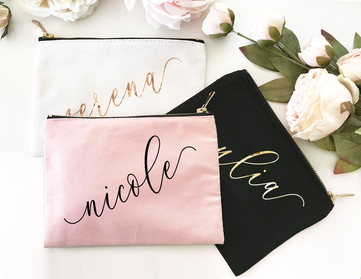 Bridesmaid Gift Makeup Bag Personalized Canvas Makeup Bag – HandLeatherGifts