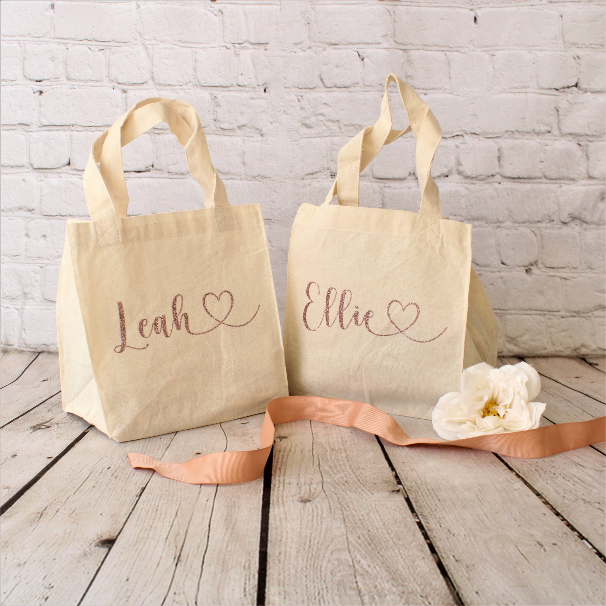 Flower Girl Gift Set Includes Personalized Canvas Tote, Sunglasses, Bracelet, and Hair Scrunchy Black / Blue