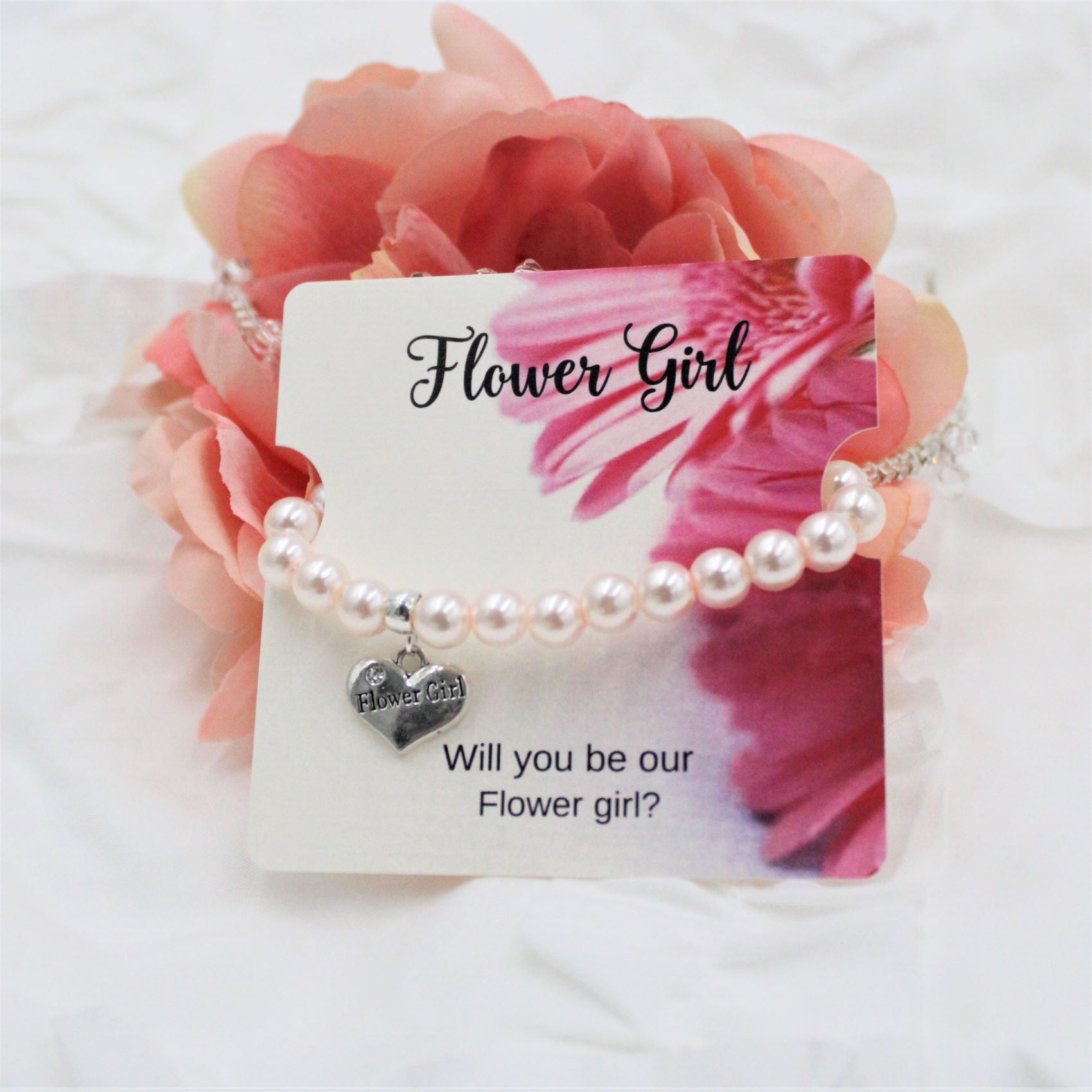 Flower girl gift, flower girl bracelet, girls locket bracelet