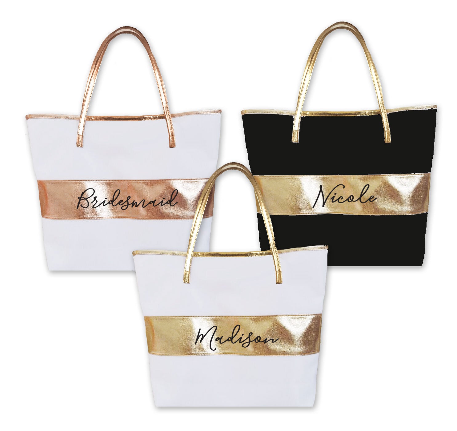 Personalized Floral Tote Bags Gift for Women w/Name Text Date - Customized  Totes Bag for Beach Wedding Travel Work - Custom Flower Shoulder Bag 