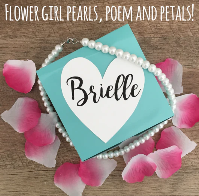 Flower Girl Pearl Necklace & Practice Flower Petals with gift box!