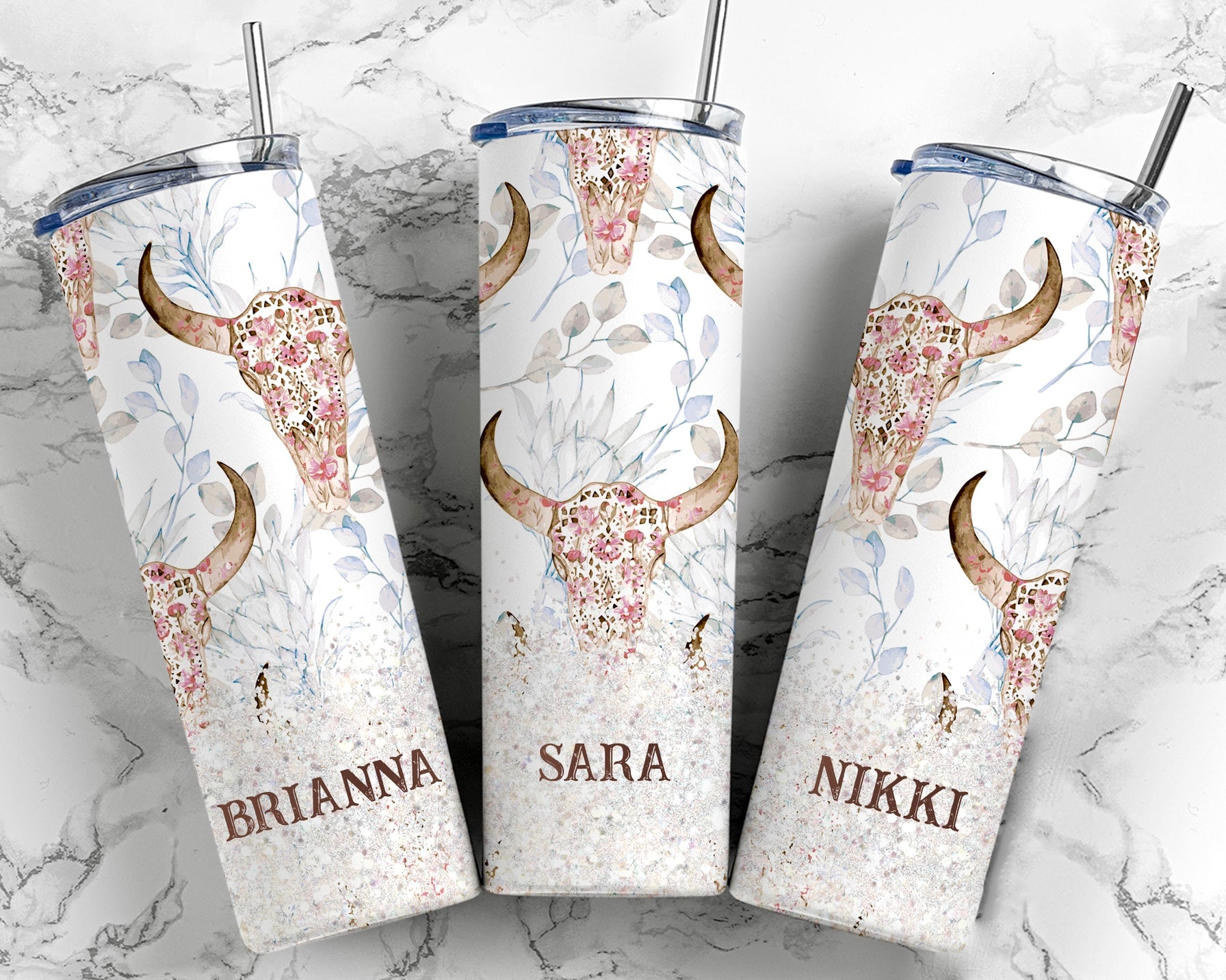 Personalized Unicorn Tumbler - Skinny Tumbler With Straw