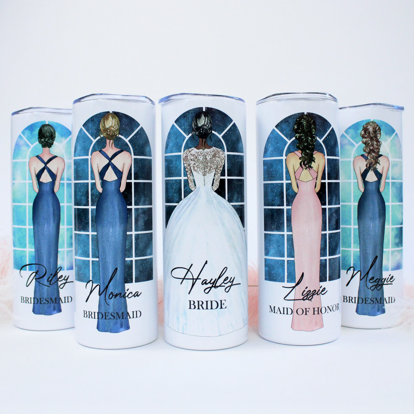 Set of 8 Custom Bridesmaid Tumblers – Crafty Lady Boutique