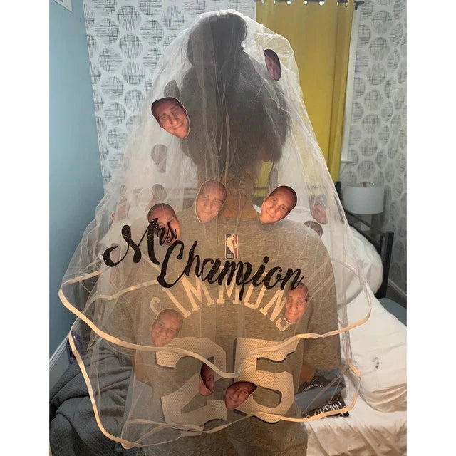 Personalized Bachelorette Hens Party Veil with Glitter Text Bridal