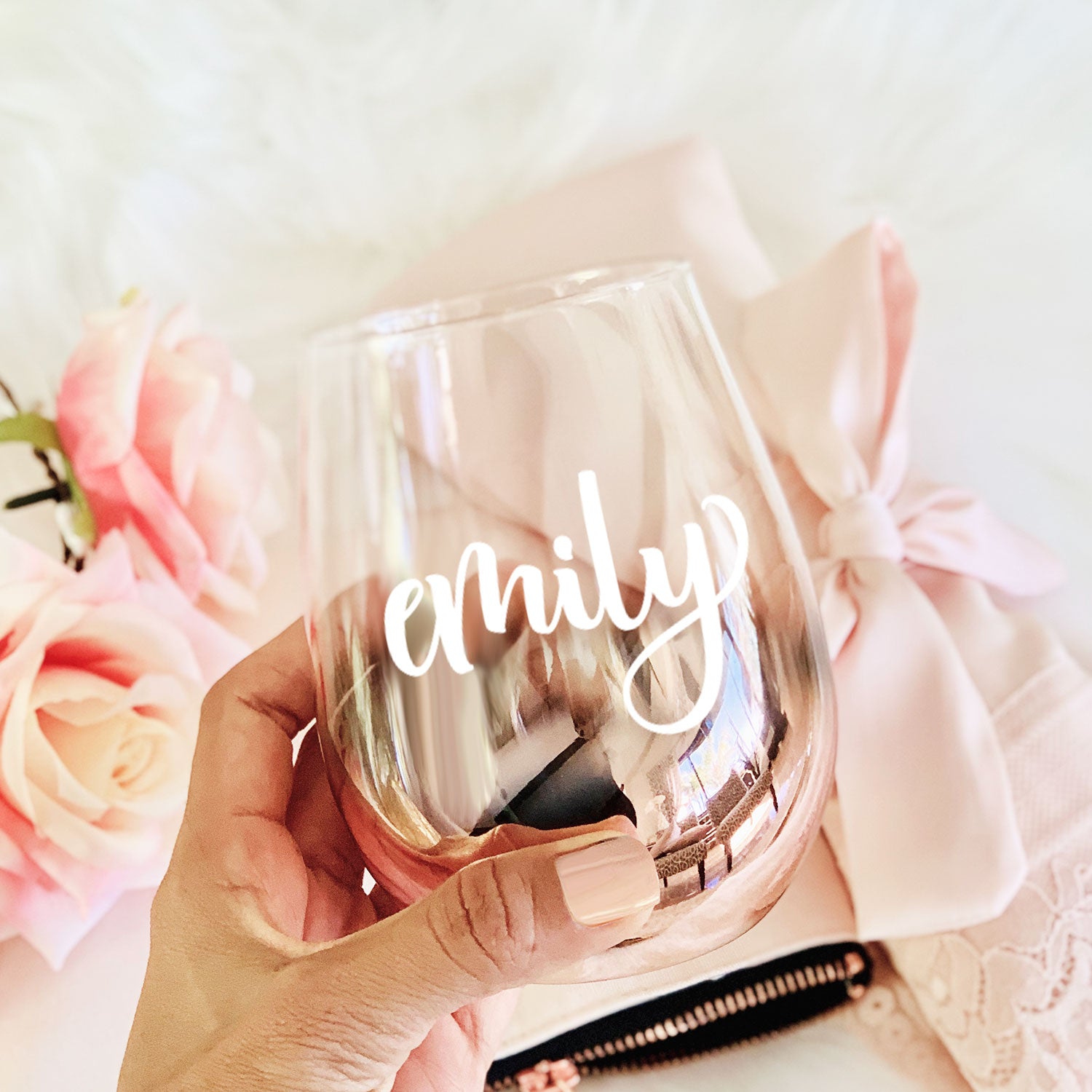 Rose Gold Wine Glass / Stainless Steel Wine Glass / Personalized Bridesmaid  Gift / Gifts for Her / Unbreakable Stem Glasses / Wedding Gifts 
